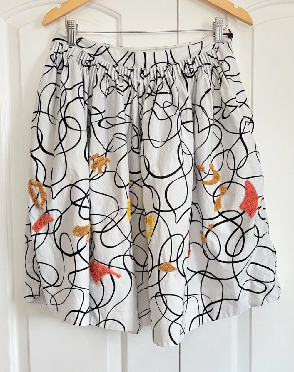 Maeve Anthropologie Mini Skirt Size 6 Women Embroidered Abstract White Black